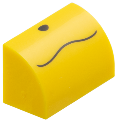 Slope, Curved 1 x 2 with Bottom Stud Holder with Black Spot and Wavy Line Pattern (Pokémon Jolteon Muzzle)