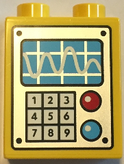 Duplo, Brick 1 x 2 x 2 with Panel with Oscilloscope, Keypad and Buttons Pattern