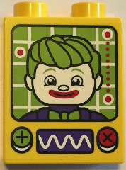 Duplo, Brick 1 x 2 x 2 with Oscilloscope, Controls and Screen with Joker Pattern