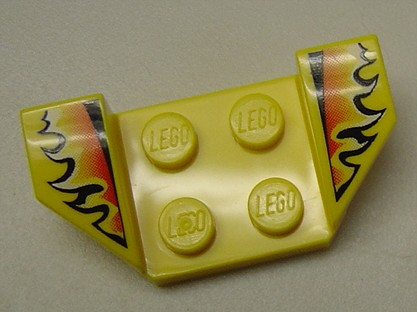 Vehicle, Mudguard 2 x 4 with Flared Wings with Black, Orange, and White Flames Pattern