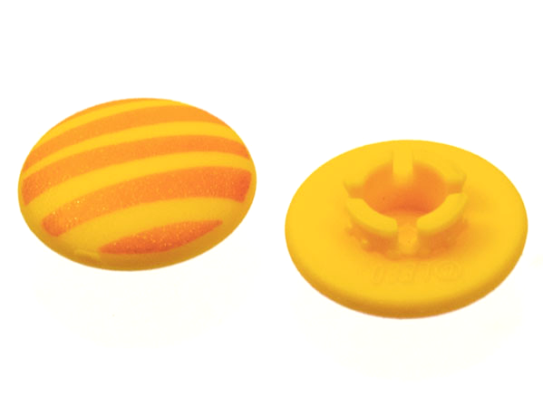 Clikits, Icon Round 2 x 2 Small Thin with Pin with Orange Stripes with Sparkles Pattern