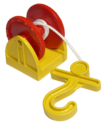 Duplo Hose Reel Holder 2 x 2 with Red Drum, Yellow Hook, String