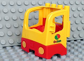 Duplo Cabin Truck Semi-Tractor Cab with Red Base and Octan Logo Pattern on Both Sides