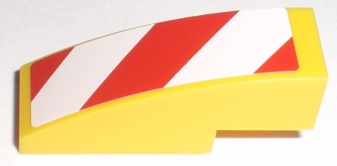 Slope, Curved 3 x 1 with Red and White Danger Stripes Pattern Model Left Side (Sticker) - Sets 7208 / 7630 / 7633 / 7936