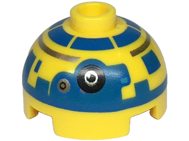 Brick, Round 2 x 2 Dome Top with SW New Republic Astromech Droid Blue and Silver Pattern