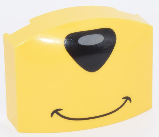 Wedge 3 x 4 x 1 1/3 Triple Curved No Studs with Black Triangular Nose with Dark Bluish Grey Oval, Closed Mouth Smile Pattern (Dad Face)