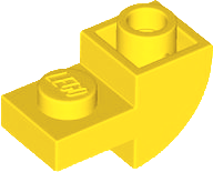 Slope, Curved, Inverted 2 x 1 with Recessed Stud in Yellow