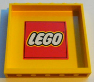 Lego Panel 1 x 6 x 5 with LEGO Logo with Red Border Pattern on Inside (Sticker) - Set 7939