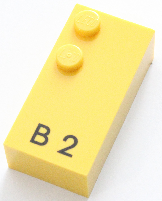 Brick, Braille 2 x 4 with 2 Studs with Black Capital Letter B / Number 2 Pattern (dots-12 ⠃)
