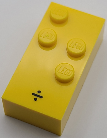 Brick, Braille 2 x 4 with 4 Studs with Black Division Sign (÷) Pattern (dots-1256 ⠳) (Swedish)