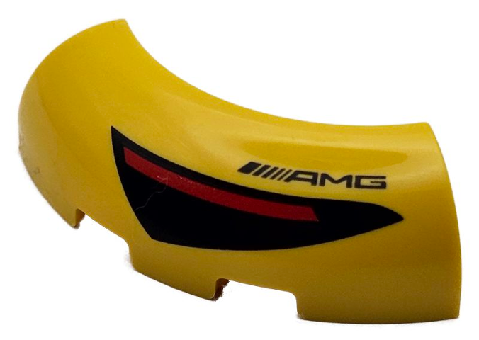 Brick, Round Corner 3 x 3 without Studs with Black and Red Taillight and AMG Logo Pattern