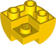 Slope, Curved, Inverted 2 x 2 Corner with Recessed Stud in Yellow