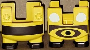 Large Figure Legs, Super Mario Overalls with Molded Dark Brown Shoes and Printed Dark Brown Stripe, White Wings, and Black Dot Pattern (Bee Mario)