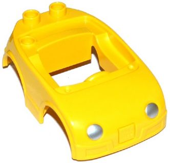 Duplo Car Body with 2 Studs on Back and Silver Headlights Pattern (fits over Car Base 2 x 4)