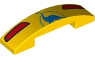 Slope, Curved 4 x 1 x 2/3 Double with Red Taillights and Blue Dinosaur Pattern