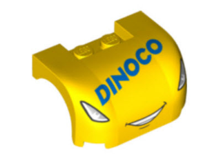 Vehicle, Mudguard 3 x 4 x 1 2/3 Curved with Front with Headlights, Smile with Teeth and 'DINOCO' Pattern