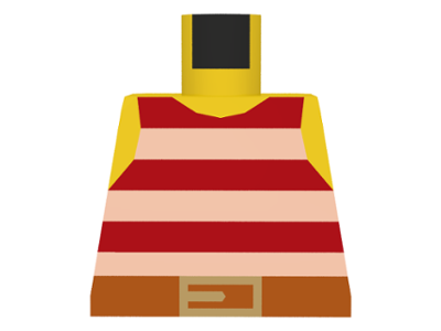 Pirate Stripes Red with Rope Belt Pattern Lego Male Pirate Minifig Torso