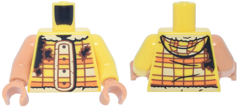Yellow jacket torso with orange stripes and fur collar