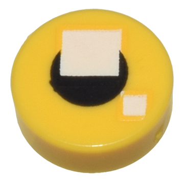 Tile, Round 1 x 1 with 2 White Squares on Small Black Circle Pattern (BrickHeadz Eye)