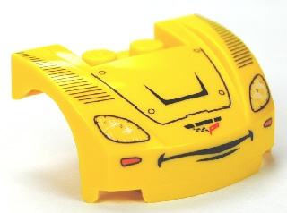 Vehicle, Mudguard 3 x 4 x 1 2/3 Curved Front with Headlights and Smile Pattern (Jeff Gorvette)