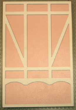 Scala Wall, Vertical Grooved 18 x 2 x 22 2/3 with White Tudor Frame on Light Salmon Background Pattern