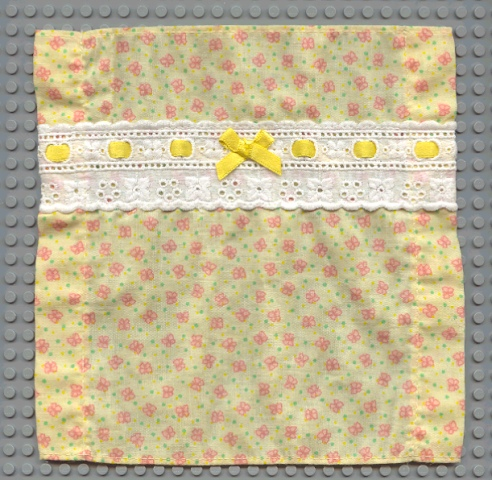 Scala Cloth Bedspread with Lace and Yellow Ribbon Bow with Red Butterflies Pattern