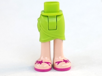 Mini Doll Hips and Skirt Wrap with Light Nougat Legs and Magenta Sandals with Straps and Stars Pattern - Thick Hinge