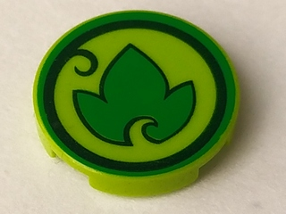 Tile, Round 2 x 2 with Bottom Stud Holder with Elves Earth Power Icon Pattern