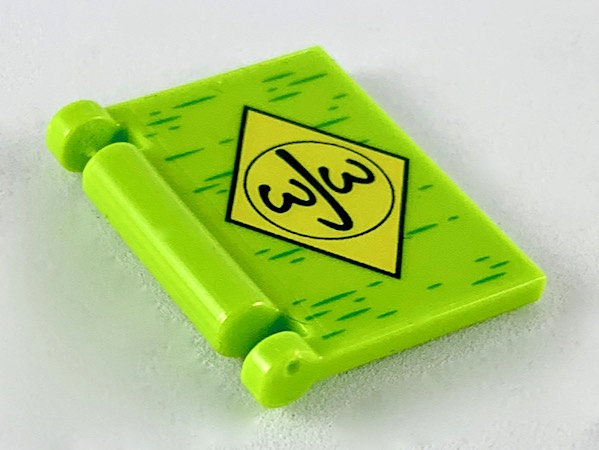 Minifigure, Utensil Book Cover with Black Circle and 'wJw' in Yellow Diamond Pattern