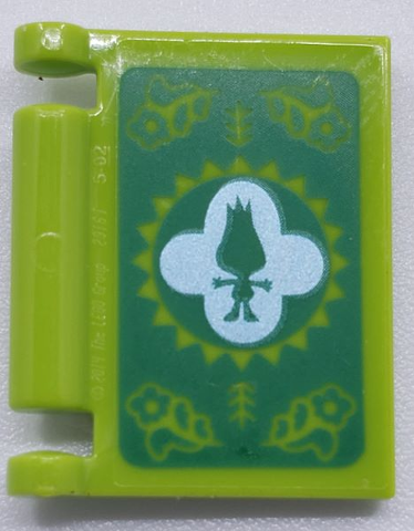 Minifigure, Utensil Book Cover with Green Troll Silhouette on White, Flowers on Green Background Pattern