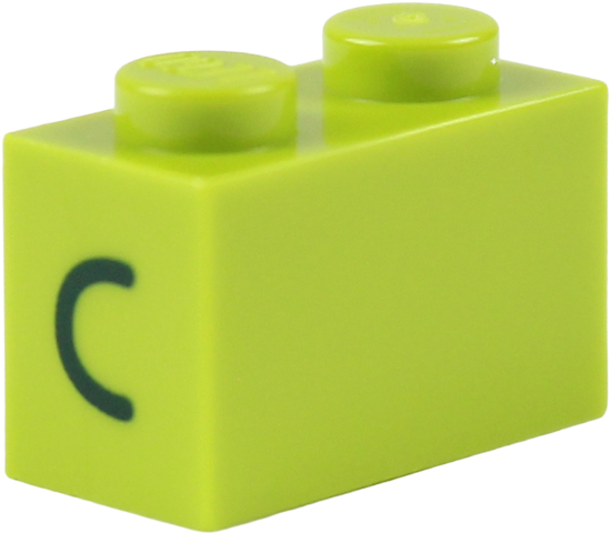 Brick 1 x 2 with Dark Green Black Eye Closed (Curved Line) Pattern on Both Sides