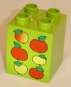 Duplo, Brick 2 x 2 x 2 with 6 Apples Pattern