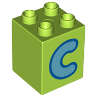 Duplo, Brick 2 x 2 x 2 with Letter C Medium Azure Pattern