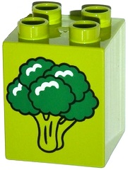 Duplo, Brick 2 x 2 x 2 with Broccoli Pattern
