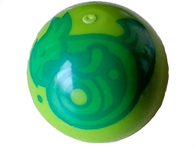 Technic Ball Joint with Curled Bright Green Dragon Pattern (Dungeons & Dragons Orb of Dragonkind)