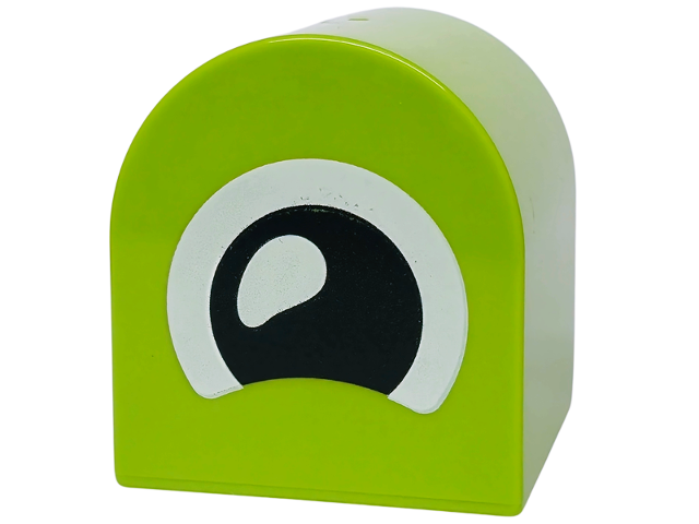 Duplo, Brick 2 x 2 x 2 Slope Curved Double with Black and White Eye with Lower Eyelid Pattern