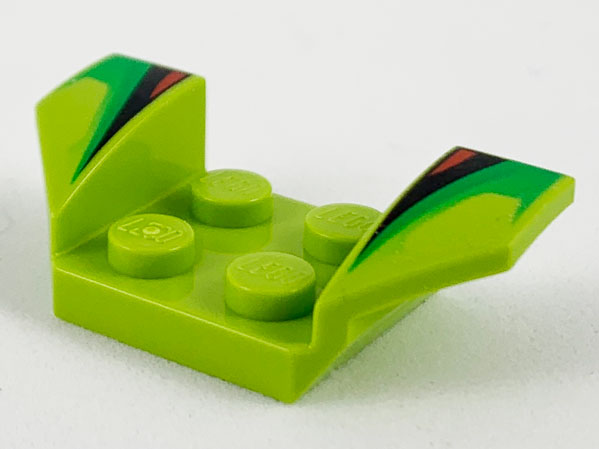 Vehicle, Mudguard 2 x 4 with Flared Wings with Black and Red Stripes, Green Fade Pattern