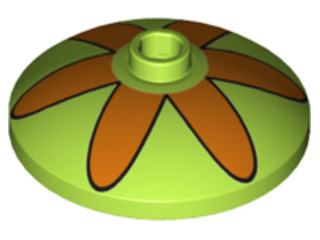 Dish 3 x 3 Inverted (Radar) with Orange Flower 6 Petals Pattern