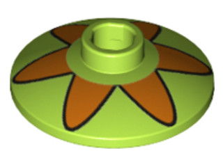 Dish 2 x 2 Inverted (Radar) with Orange Flower 6 Petals Pattern (Mystery Machine Hubcap)