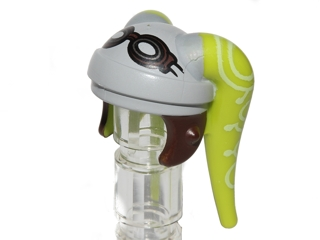 Minifigure, Headgear Headdress SW Twi'lek with Goggles and Light Bluish Gray, Dark Brown Hera Syndulla Pattern