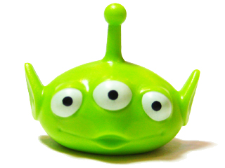 Minifigure, Head, Modified Alien with Antenna with Three White Eyes Pattern