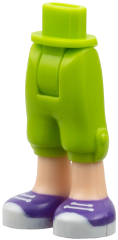 Mini Doll Hips and Trousers Cropped with Light Nougat Legs and Dark Purple Shoes with White Soles and Laces Pattern - Thick Hinge