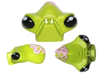 Minifigure, Head, Modified Alien with 2 Fangs, Black Eyes, and Bright Pink Brain Tissue Pattern