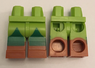 Hips and Legs with Molded Dark Orange Lower Legs / Boots and Printed Green Leggings Pattern