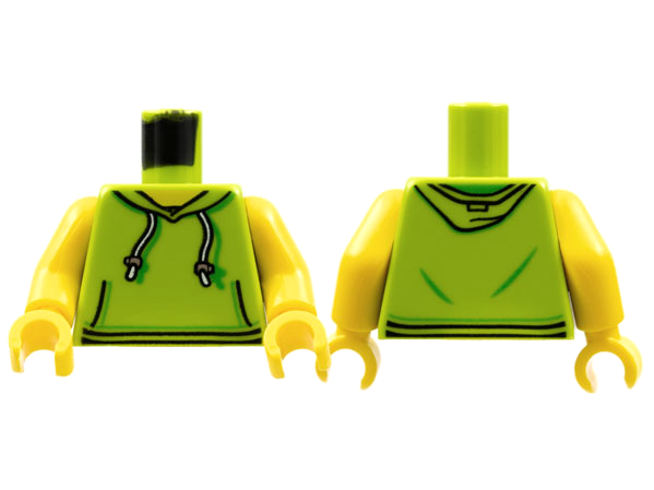 Figurka LEGO Zelená mikina s žlutými rukávy zepředu