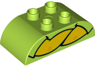 Duplo, Brick 2 x 4 Slope Curved Double with Shirt Sleeves and Crossed Yellow Arms Pattern
