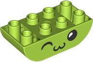 Duplo, Brick 2 x 4 Slope Curved Inverted Double with Black Eyes and Nose, Winking with White Pupil Pattern