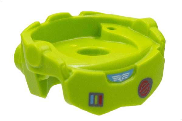 Minifigure Spacesuit with 2 Studs on Back, Star Command Logo, Medium Blue, Lime and Red Lines in Square, Circle Symbol Pattern