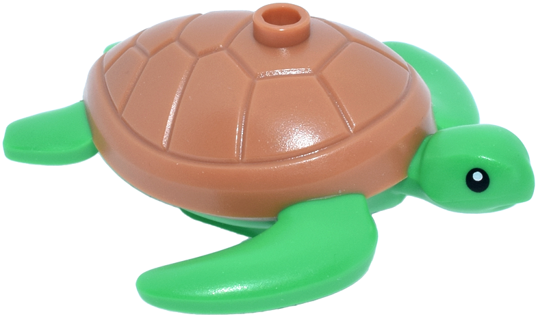 Sea Turtle with Molded Medium Nougat Shell and Printed Black Eyes with White Pupils Pattern