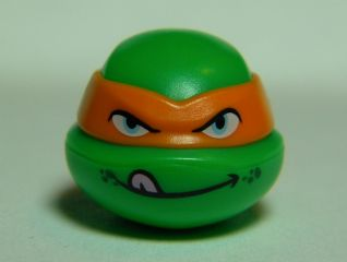 Minifigure, Head, Modified Ninja Turtle with Orange Mask and Tongue Out Pattern (Michelangelo)